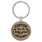 Enthoozies Coffee then the Daily Grind Begins Light Brown 1.5" x 3.5" Laser Engraved Keychain
