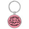 Enthoozies Coffee then the Daily Grind Begins Pink 1.5" x 3.5" Laser Engraved Keychain