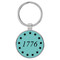 Enthoozies 1776 USA Patriotic Teal  1.5" x 3.5" Laser Engraved Keychain
