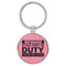 Enthoozies Beware Attack Puppy on Duty Pink 1.5" x 3.5" Laser Engraved Keychain