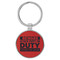 Enthoozies Beware Attack Puppy on Duty Red 1.5" x 3.5" Laser Engraved Keychain