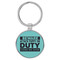 Enthoozies Beware Attack Puppy on Duty Teal  1.5" x 3.5" Laser Engraved Keychain