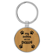 Enthoozies My Babies Have Four Paws Bamboo 1.5" x 3.5" Laser Engraved Keychain v1