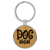 Enthoozies Dog Mom Bamboo 1.5" x 3.5" Laser Engraved Keychain