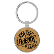 Enthoozies Coffee & Friends are the Perfect Blend Bamboo 1.5" x 3.5" Laser Engraved Keychain