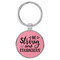 Enthoozies Be Strong and Courageous Pink 1.5" x 3.5" Laser Engraved Keychain