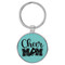 Enthoozies Cheer Mom Teal  1.5" x 3.5" Laser Engraved Keychain