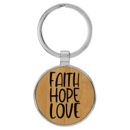 Enthoozies Faith Hope Love Religious Bamboo 1.5" x 3" Laser Engraved Keychain Backpack Pull