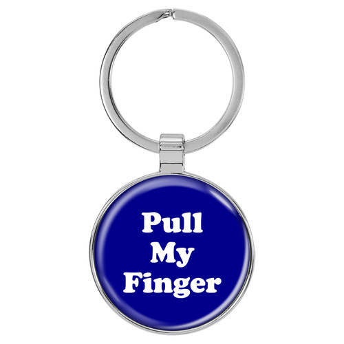 Enthoozies Pull My Finger Fart Dark Blue 1.5" x 3.5" Domed Keychain Backpack Pull