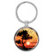 Enthoozies Beach Tree Sunset  1.5" x 3.5" Domed Keychain Backpack Pull v6