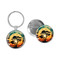 Enthoozies Beach Tree Sunset  1.5" x 3.5" Domed Keychain Backpack Pull and 1.5" Pinback Button v4