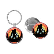 Enthoozies Bigfoot Retro 1.5" x 3" Domed Keychain Backpack Pull  and 1.5" Pinback Button