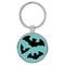 Enthoozies Bats Halloween Teal  1.5" x 3" Laser Engraved Keychain Backpack Pull