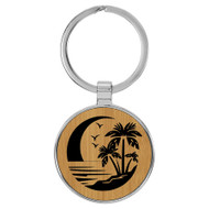 Enthoozies Beach Palm Trees Bamboo 1.5" x 3" Laser Engraved Keychain Backpack Pull