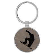 Enthoozies Snowboarder Silhouette Gray 1.5" x 3" Laser Engraved Keychain Backpack Pull