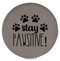 Enthoozies Stay Pawsitive! Dog Puppy Gray 2.5" Diameter Laser Engraved Leatherette Compact Mirror