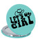 Enthoozies Let's Go Girl Teal  2.5" Diameter Laser Engraved Leatherette Compact Mirror