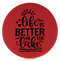 Enthoozies Life is Better at the Lake Red 2.5" Diameter Laser Engraved Leatherette Compact Mirror
