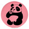 Enthoozies Panda Drinking Coffee Pink 2.5" Diameter Laser Engraved Leatherette Compact Mirror