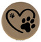 Enthoozies Heart Puppy Print Light Brown 2.5" Diameter Laser Engraved Leatherette Compact Mirror