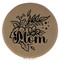 Enthoozies Mom Flowers Light Brown 2.5" Diameter Laser Engraved Leatherette Compact Mirror