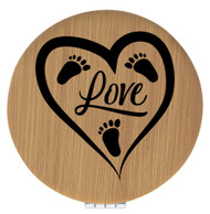 Enthoozies Love Baby Feet Bamboo 2.5" Diameter Laser Engraved Leatherette Compact Mirror