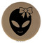 Enthoozies Happy Female Alien Light Brown 2.5" Diameter Laser Engraved Leatherette Compact Mirror