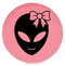 Enthoozies Happy Female Alien Pink 2.5" Diameter Laser Engraved Leatherette Compact Mirror
