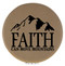 Enthoozies Faith Can Move Mountains Religious Light Brown 2.5" Diameter Laser Engraved Leatherette Compact Mirror
