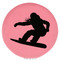 Enthoozies Female Snowboarder Pink 2.5" Diameter Laser Engraved Leatherette Compact Mirror