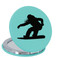 Enthoozies Female Snowboarder Teal  2.5" Diameter Laser Engraved Leatherette Compact Mirror