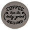 Enthoozies Coffee Then the Daily Grind Begins Gray 2.5" Diameter Laser Engraved Leatherette Compact Mirror