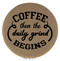 Enthoozies Coffee Then the Daily Grind Begins Light Brown 2.5" Diameter Laser Engraved Leatherette Compact Mirror