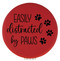 Enthoozies Easily Distracted by Paws Red 2.5" Diameter Laser Engraved Leatherette Compact Mirror