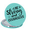 Enthoozies Be Strong and Courageous Teal  2.5" Diameter Laser Engraved Leatherette Compact Mirror