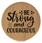 Enthoozies Be Strong and Courageous Bamboo 2.5" Diameter Laser Engraved Leatherette Compact Mirror