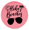 Enthoozies Aloha Beaches Pink 2.5" Diameter Laser Engraved Leatherette Compact Mirror