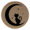 Enthoozies Kitty Cat on the Moon Light Brown 2.5" Diameter Laser Engraved Leatherette Compact Mirror
