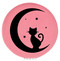 Enthoozies Kitty Cat on the Moon Pink 2.5" Diameter Laser Engraved Leatherette Compact Mirror