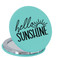 Enthoozies Hello Sunshine Teal  2.5" Diameter Laser Engraved Leatherette Compact Mirror