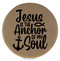 Enthoozies Jesus is the Anchor of My Soul Religious Light Brown 2.5" Diameter Laser Engraved Leatherette Compact Mirror