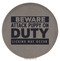 Enthoozies Beware Attack Puppy on Duty Licking May Occur Gray 2.5" Diameter Laser Engraved Leatherette Compact Mirror