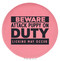 Enthoozies Beware Attack Puppy on Duty Licking May Occur Pink 2.5" Diameter Laser Engraved Leatherette Compact Mirror