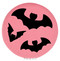 Enthoozies Bats Halloween Pink 2.5" Diameter Laser Engraved Leatherette Compact Mirror