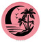 Enthoozies Beach Palm Trees Pink 2.5" Diameter Laser Engraved Leatherette Compact Mirror
