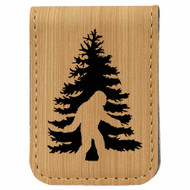 Enthoozies Bigfoot Silhouette Laser Engraved Magnetic Leatherette Money Clip - 1.75 x 2.5 Inches