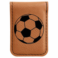 Enthoozies Soccer Ball Laser Engraved Magnetic Leatherette Money Clip - 1.75 x 2.5 Inches