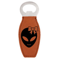 Enthoozies Happy Female Alien Laser Engraved Magnetic Bottle Opener - 1.75 Inches x 4.75 Inches