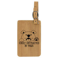 Enthoozies Easily Distracted by Paws Dog Puppy Laser Engraved Luggage Tag - 2.75 Inches x 4.5 Inches v2