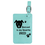 Enthoozies Rescued is my Favorite Breed Dog Puppy Laser Engraved Luggage Tag - 2.75 Inches x 4.5 Inches